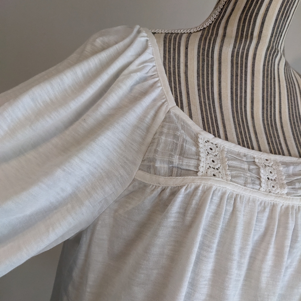 Knox Rose White Crochet Yoke Peasant Top - Picture 7 of 13